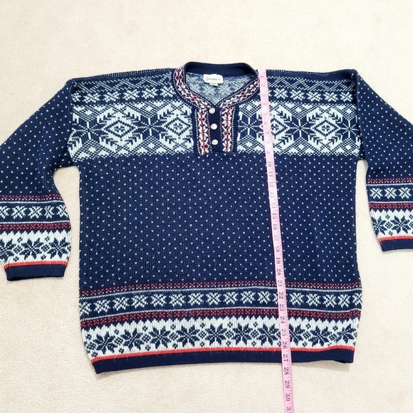 Vintage SPUNKY Nordic Sweater Medium USA Made | Fair Isle Pullover 100% Acrylic - Picture 9 of 11